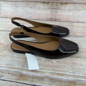 Kensie Felice Burgundy Red Patent Square Toe Slingback Flats KS252491 Womens 6.5